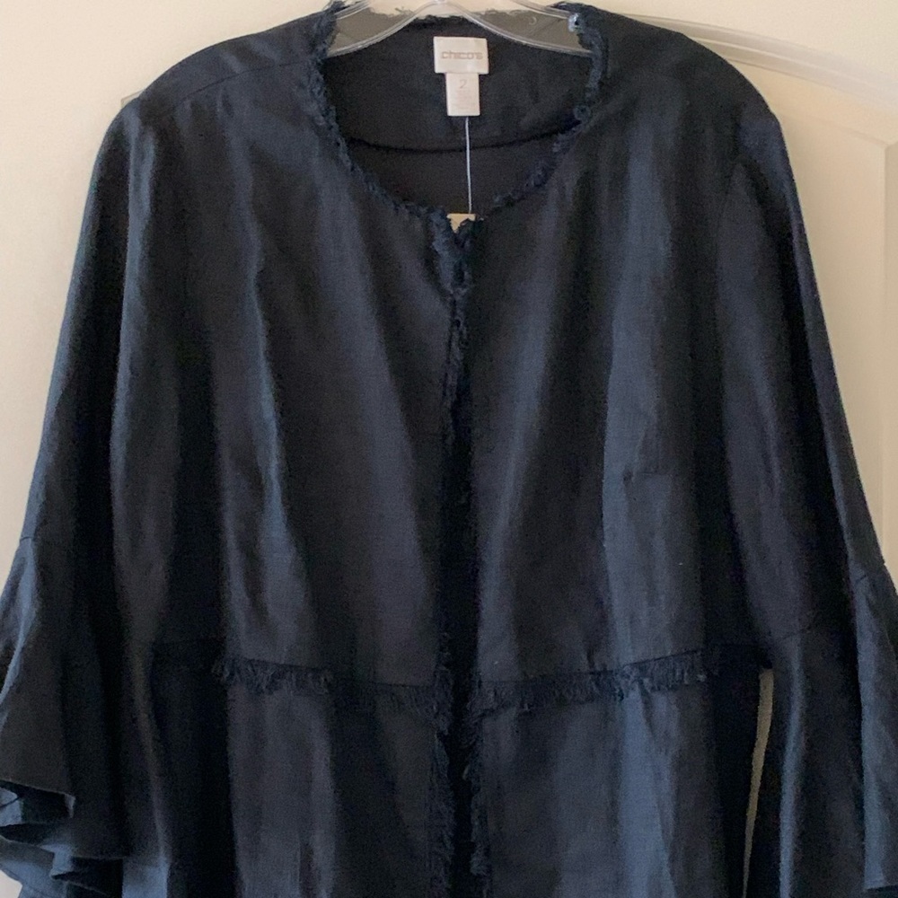 Chico’s Linen Jacket with frayed trim